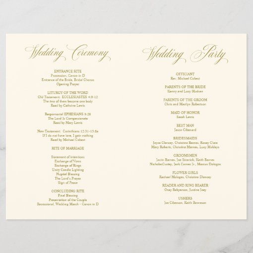 Elegant Classy Gold, Foldable Wedding Program | Zazzle