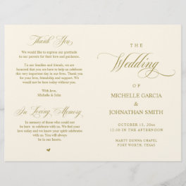 Elegant Classy Gold, Foldable Wedding Program