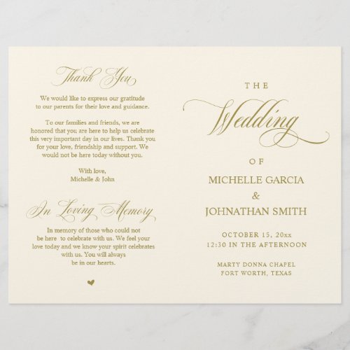 Elegant Classy Gold Foldable Wedding Program