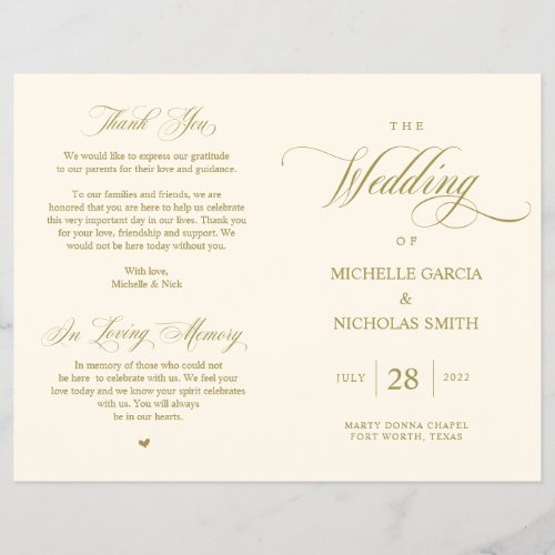 Elegant Classy Gold Foldable Wedding Program