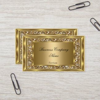 Elegant Classy Gold Frame Faux Glitter Business Card