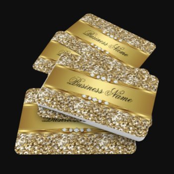 Elegant Classy Gold Glitter Diamond Look Business Card by Zizzago at Zazzle