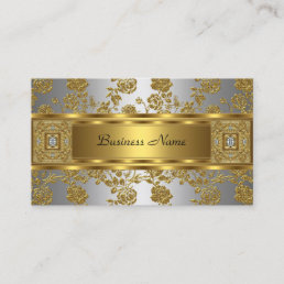 Elegant Classy Gold Grey Floral silver Jewel Business Card