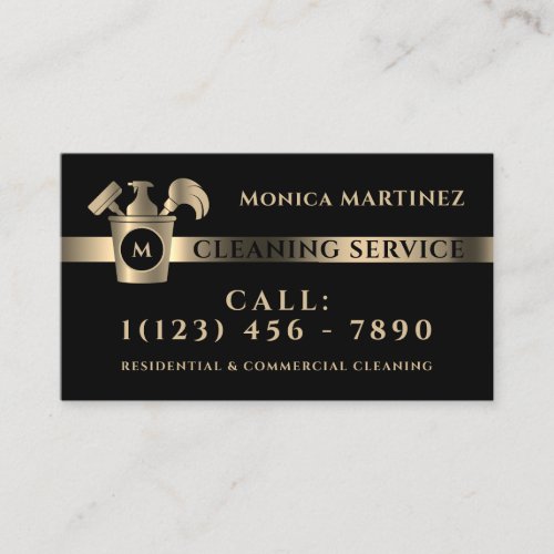 Elegant classy gold metal faux texture cleaning business card