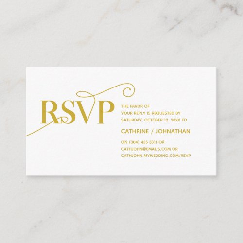Elegant Classy Gold Script RSVP respond Enclosure Card