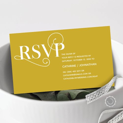 Elegant Classy Gold Script RSVP respond Enclosure Card