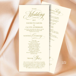 Elegant Classy Gold Script Wedding Ceremony Order Program