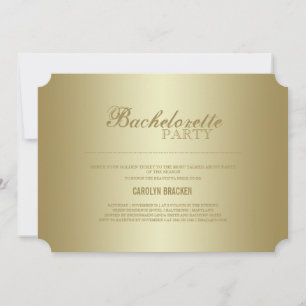 Elegant Classy Gold Ticket Bachelorette Invite