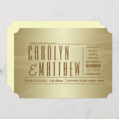 Elegant Classy Gold Wedding Ticket Invitation (Front/Back)