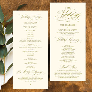 Elegant Classy Gold Yellow Cream Script Wedding Program