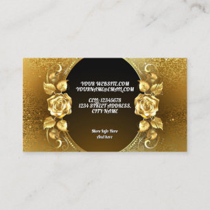Elegant Classy Golden Red Rose Business Card