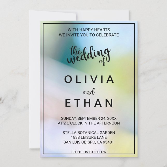 Elegant classy green bokeh lights Wedding Invitati Invitation (Front)