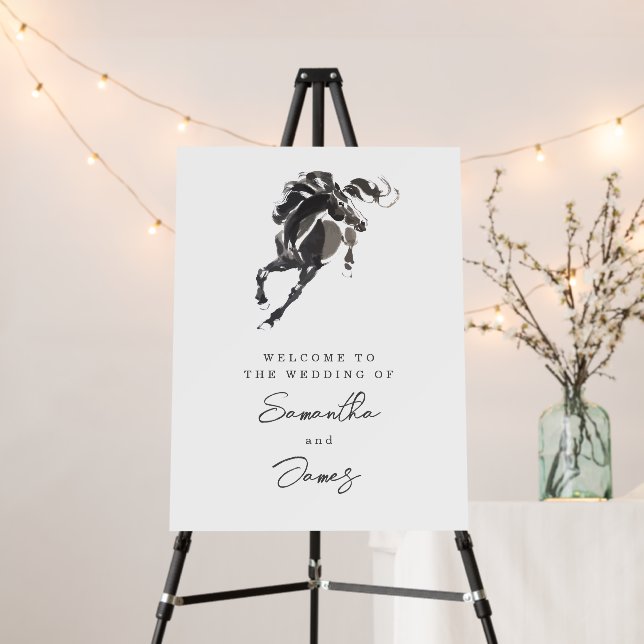 Elegant Classy Horse Equestrian Wedding Welcome Foam Board (In Situ (Stand))