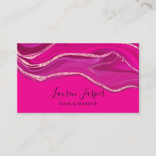 Elegant Classy Hot Pink Marble Agate Business Card