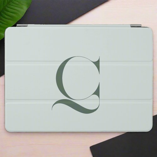 Elegant Classy Initial Name Green Typography  iPad Air Cover