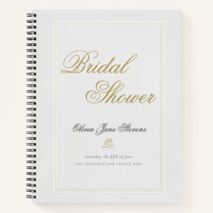 Elegant Classy Ivory Frame Bridal Shower Gift List Notebook