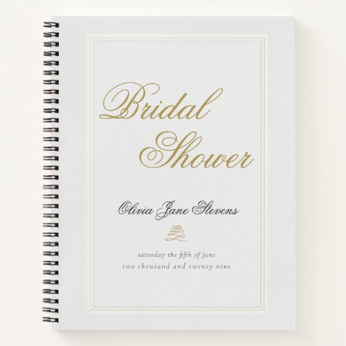 Elegant Classy Ivory Frame Bridal Shower Gift List Notebook