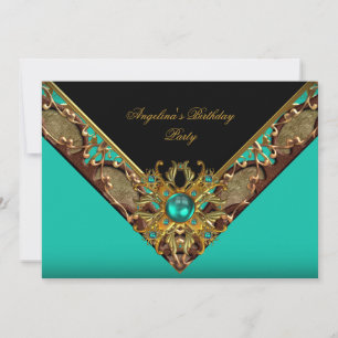 Elegant Classy Jade Black Gold Birthday Party Invitation