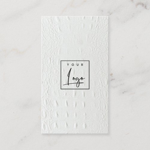 Elegant Classy Logo Ivory White Leather Texture Business Card