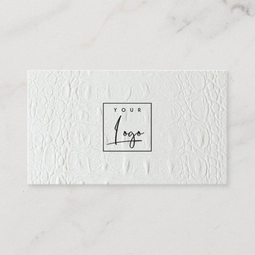 Elegant Classy Logo Ivory White Leather Texture Business Card
