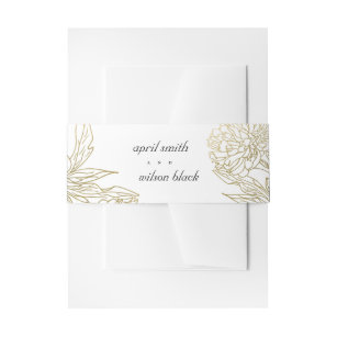 ELEGANT CLASSY LUXE GOLD FOIL FLORAL WEDDING INVITATION BELLY BAND