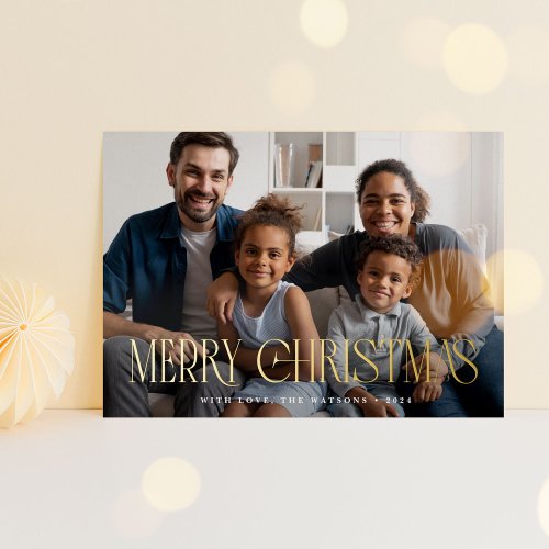 Elegant Classy Luxe Merry Christmas Font Overlay Foil Holiday Card