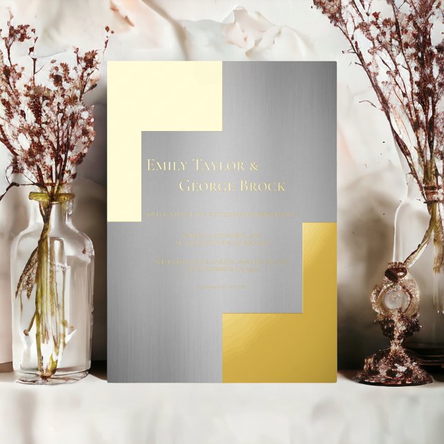 Elegant Classy Luxury Modern Wedding Silver Gold  Foil Invitation (Creator Uploaded)