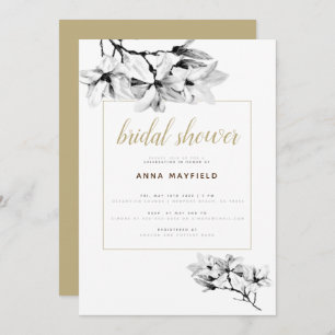 Elegant Classy Magnolias Chic Floral Bridal Shower Invitation