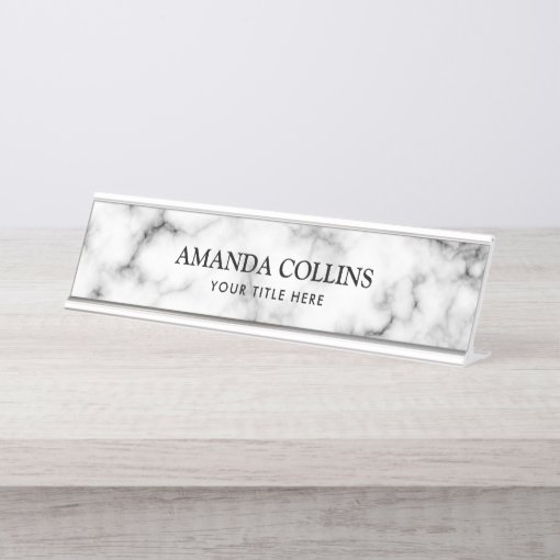 Elegant classy marble desk name plate Zazzle