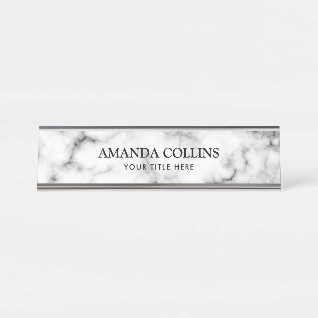 Elegant classy marble desk name plate Zazzle