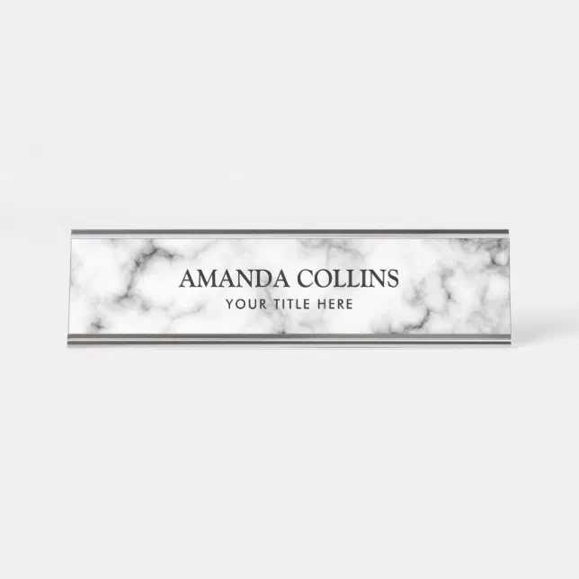 Elegant classy marble desk name plate Zazzle