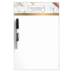 Elegant classy marble gold and rose gold details dry erase board