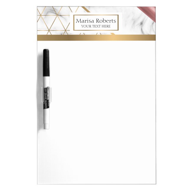 Elegant classy marble gold and rose gold details dry erase board (Front)