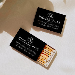 Elegant Classy Modern Black Custom Wedding Favors Matchboxes