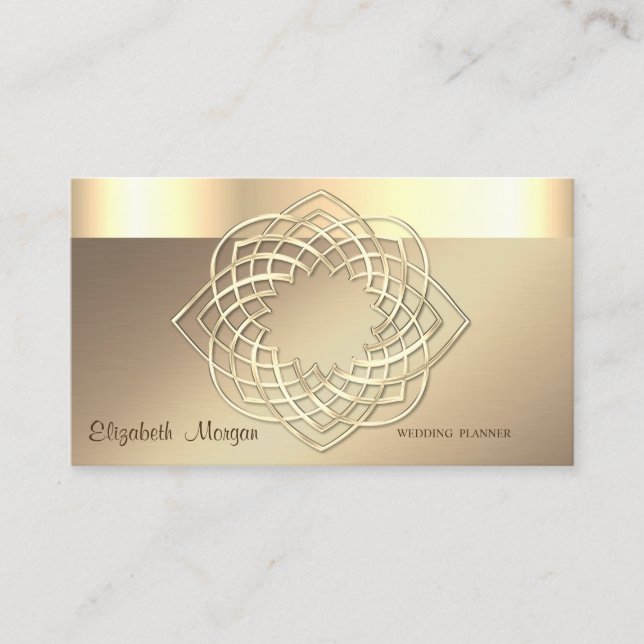Elegant Classy Modern,Faux Gold Border Business Card (Front)