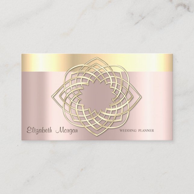 Elegant Classy Modern,Faux Gold Border Rose Gold Business Card (Front)