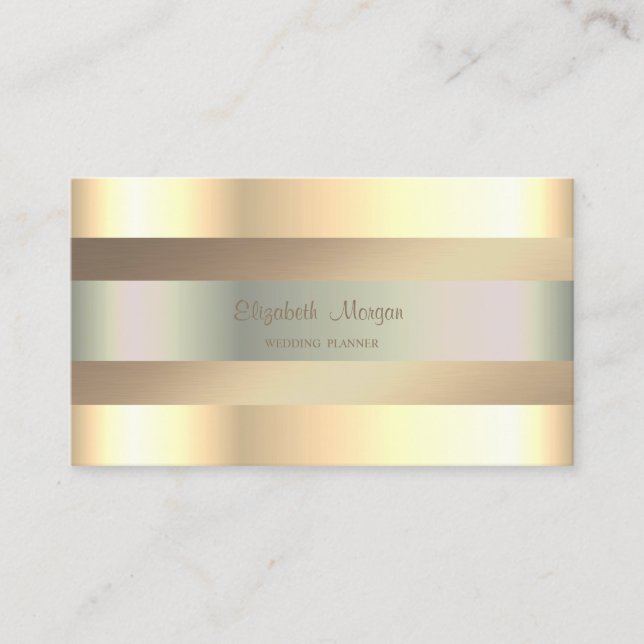Elegant Classy Modern,Faux Gold Stripes Business Card (Front)