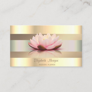 Elegant Classy Modern,Faux Gold Stripes Lotus Business Card
