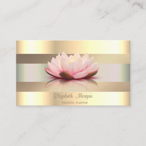 Elegant Classy ModernFaux Gold Stripes Lotus Business Card