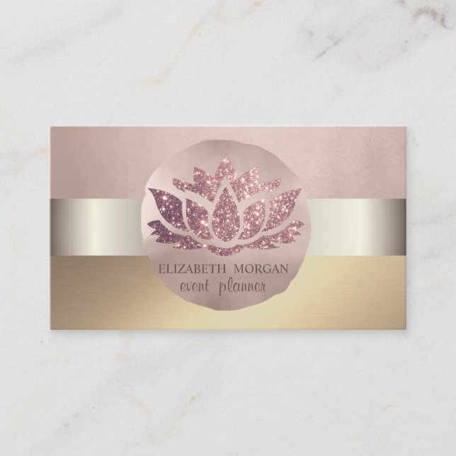 Elegant Classy Modern,Glitter Lotus,Rose Gold Business Card (Front)