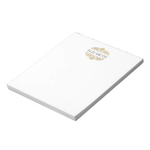 Elegant Classy Modern Monogram Black Gold Notepad