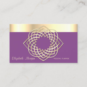 Elegant Classy Modern,Violet ,Faux Gold Border Business Card
