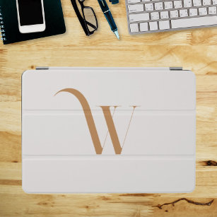Elegant Classy Monogram Brown & Beige Script iPad Air Cover