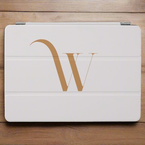Elegant Classy Monogram Brown  Beige Script iPad Air Cover