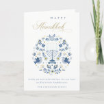 Elegant Classy Navy Blue Happy Hanukkah Floral Holiday Card<br><div class="desc">If you need any further customisation please feel free to message me on yellowfebstudio@gmail.com.</div>