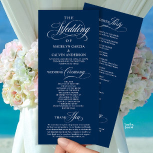 Elegant Classy Navy Blue Wedding Ceremony Order Program