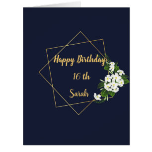 Elegant Classy Navy Geometric Birthday card