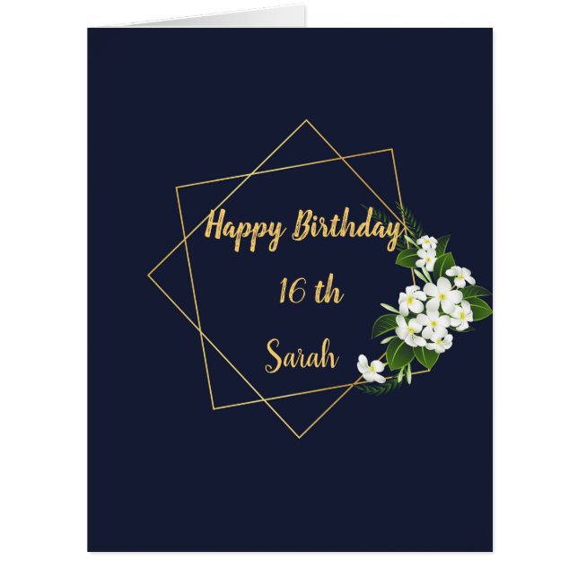 Elegant Classy Navy  Geometric Birthday card (Front)