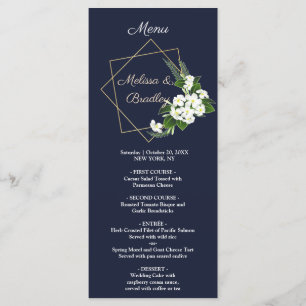Elegant Classy Navy Geometric Wedding Menu