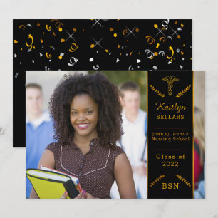 Elegant Classy Nursing Medical School Graduation Invitation